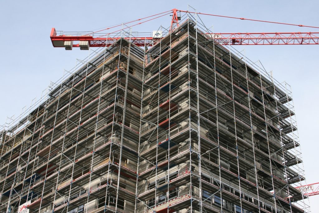 scaffold in a building being constructed